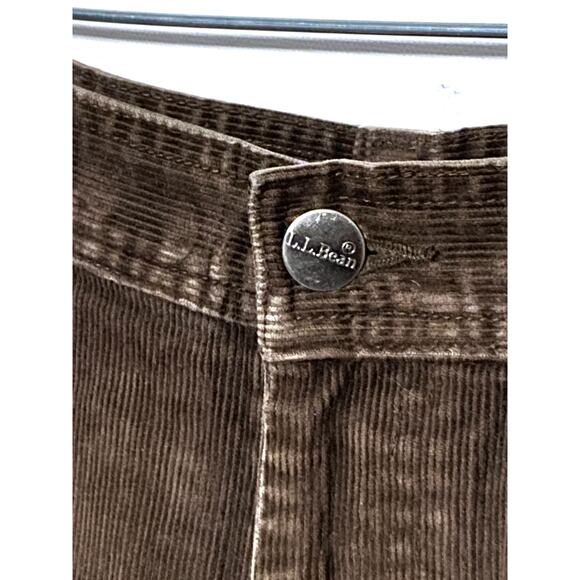 LL Bean Brown Tapered Leg Corduroy Pants Jeans Womens 12 Tall Academia Fall VTG - Picture 4 of 6